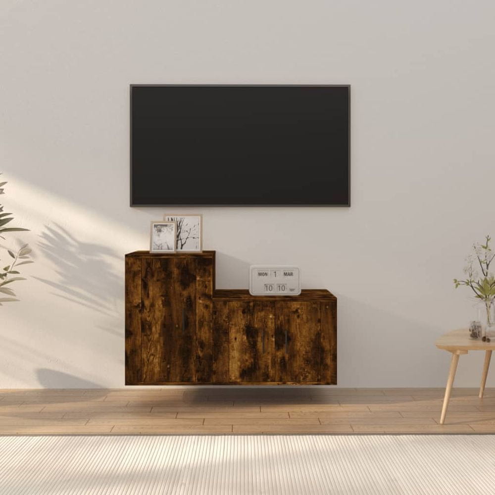 Vidaxl 2-dielna súprava TV skriniek dymový dub spracované drevo